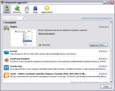 Gestire componenti aggiuntivi Firefox