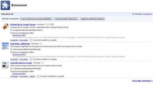 Gestire estensioni Google Chrome