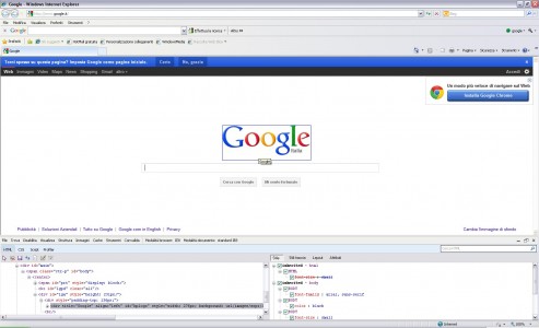 Strumenti sviluppo internet explorer in funzione
